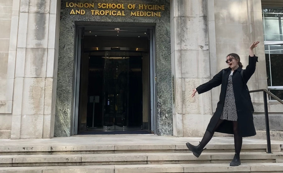 Alexandra Blair outside LSHTM Keppel Street Building.
